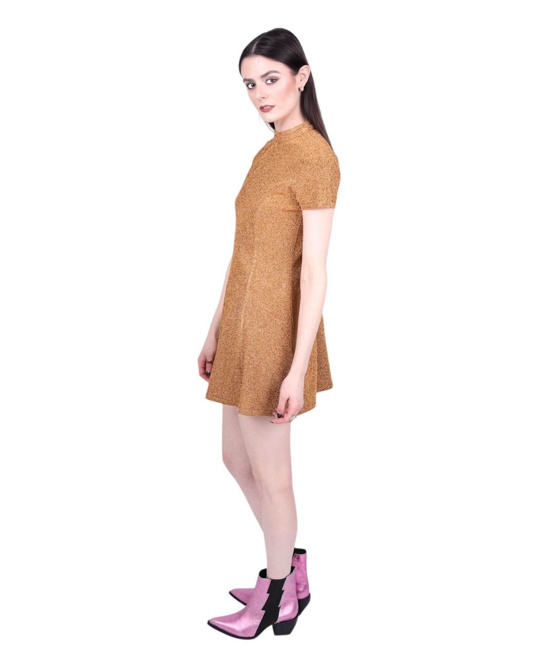 Any Old Iron Metallic Shiny Short Mini Dress