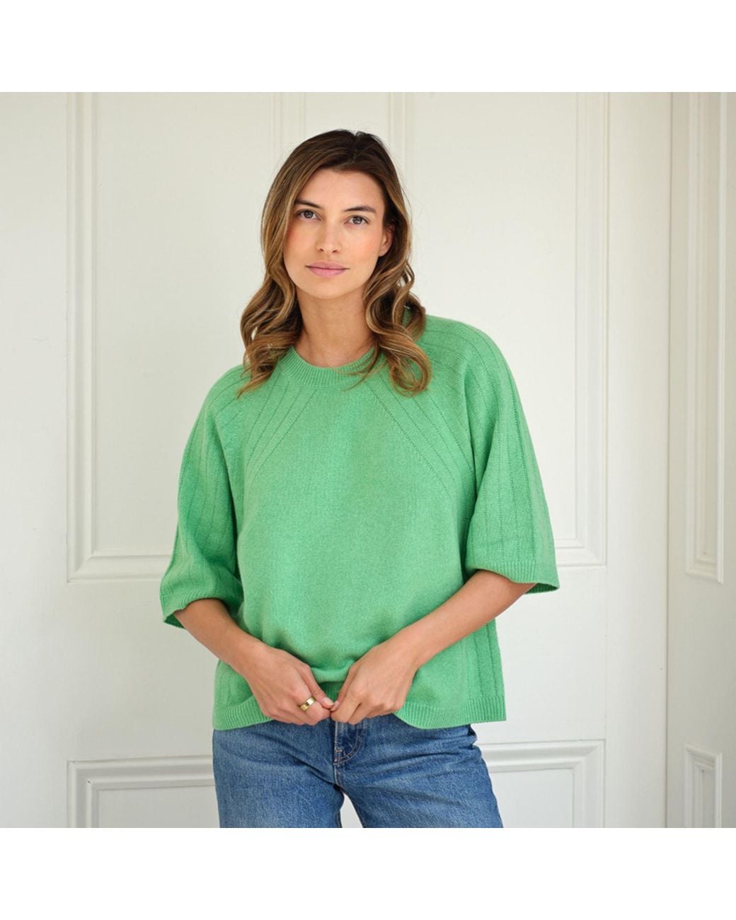 Cove Green Brooke Boxy Short Sleeve Top