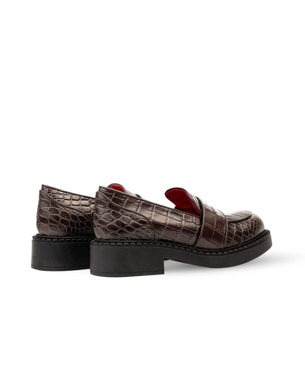 Rosamund Muir London Red Stratford Crocodile Print Loafers