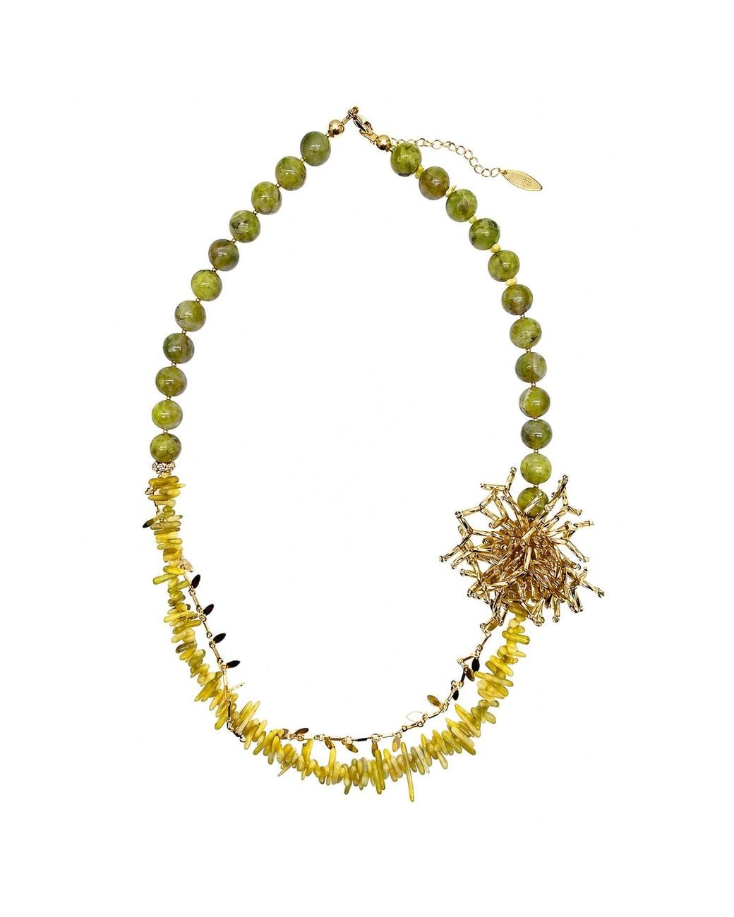 Farra Metallic Boho Chic Opal And Bamboo Coral With Removable Pin Necklace