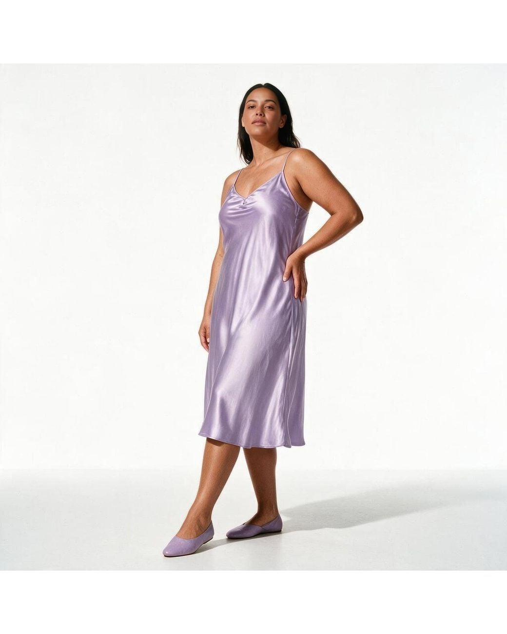 Saint Grace Purple The Best Curve Bias Cut Bamboo Blend Slip Dress