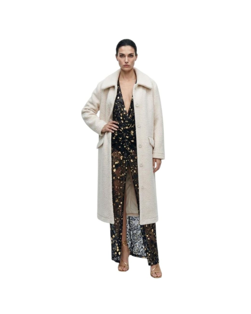 Circular Path Natural Neutrals Fuzzy Long Coat