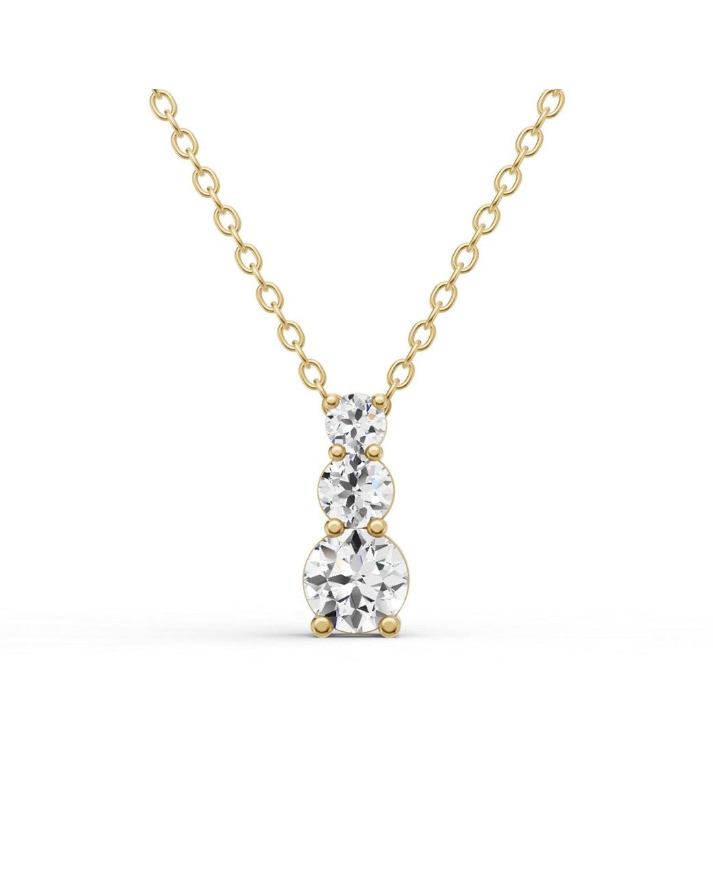 SEREIA OFFICIAL Metallic 14K 0.25 Ct Round Lab Grown Diamond Three Stone Snow Hidden Bail Pendant