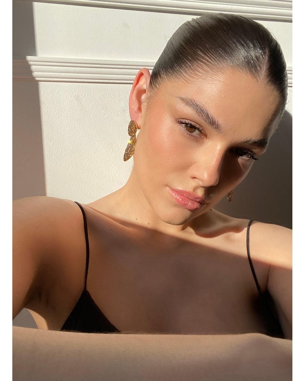 Crystals and Co Brown Double Drop Earrings