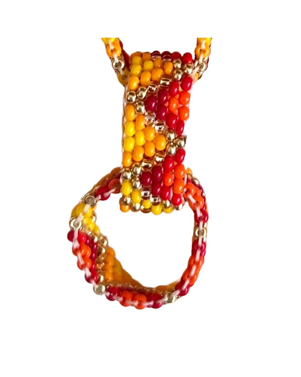 Iliana Arrazola Orange Bold Chunky Link, Dangle Earrings, And, Glass Beads, Beaded Jewelry