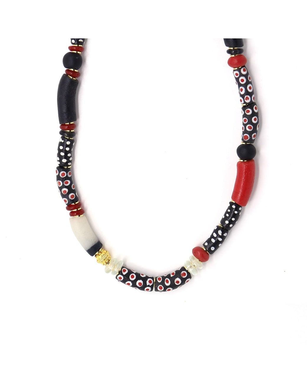Shar Oke Multicolor African Krobo Multicoloured Glass Necklace V7