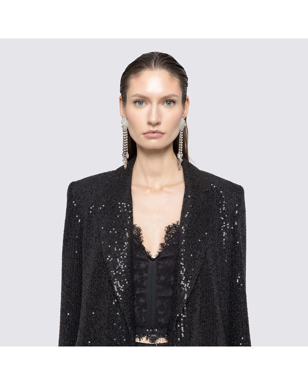 Nissa Black Sequin-Embellished Blazer