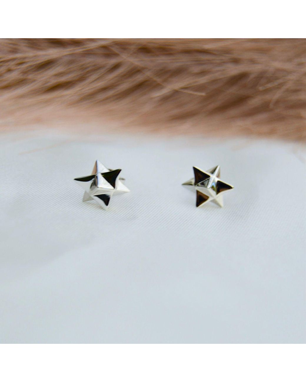 Seven Saints White Merkaba Star, Light Body Activation Stud Earrings, Rhodium