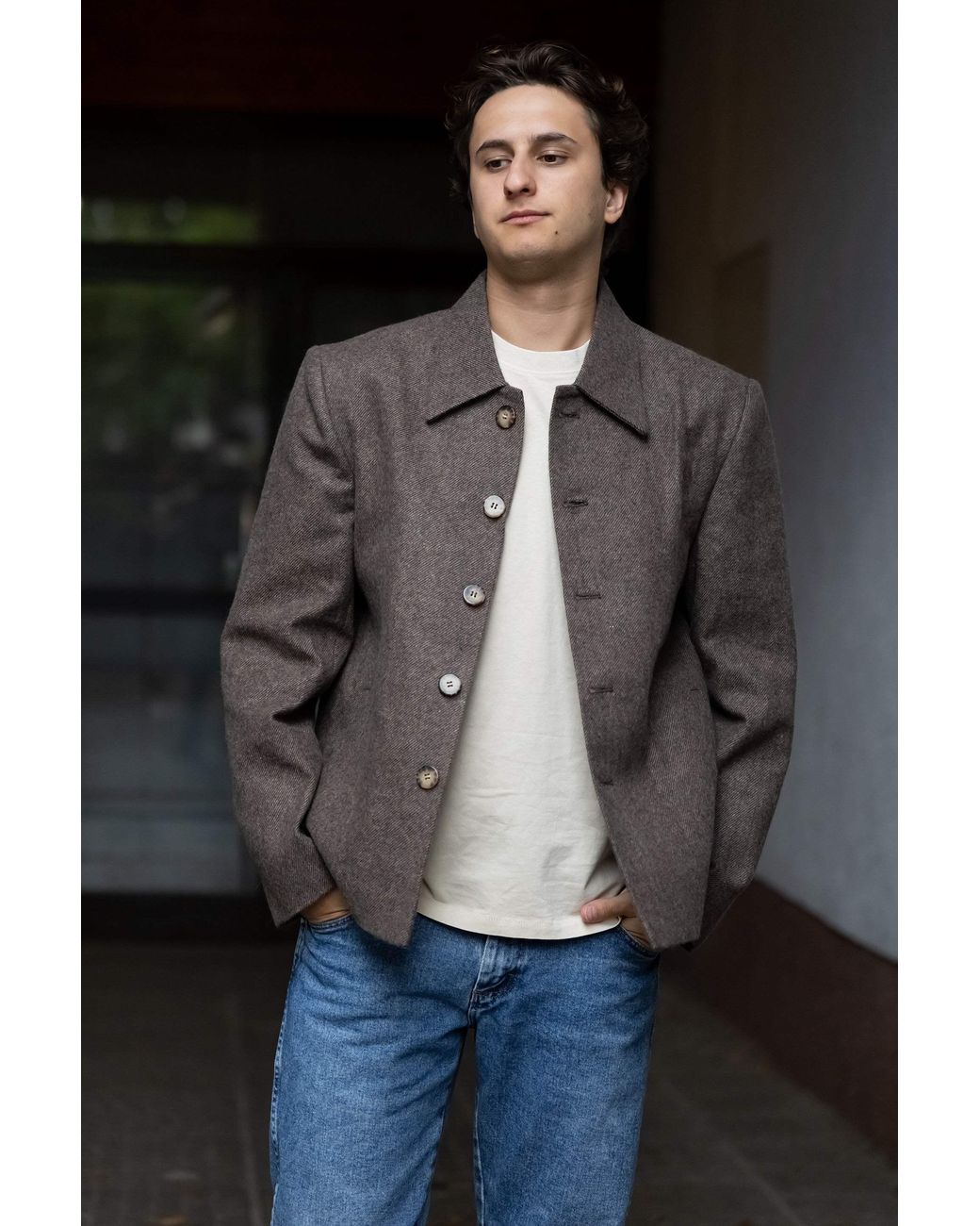 Stovaria Gray Himalayan Yak Wool Handwoven Jacket