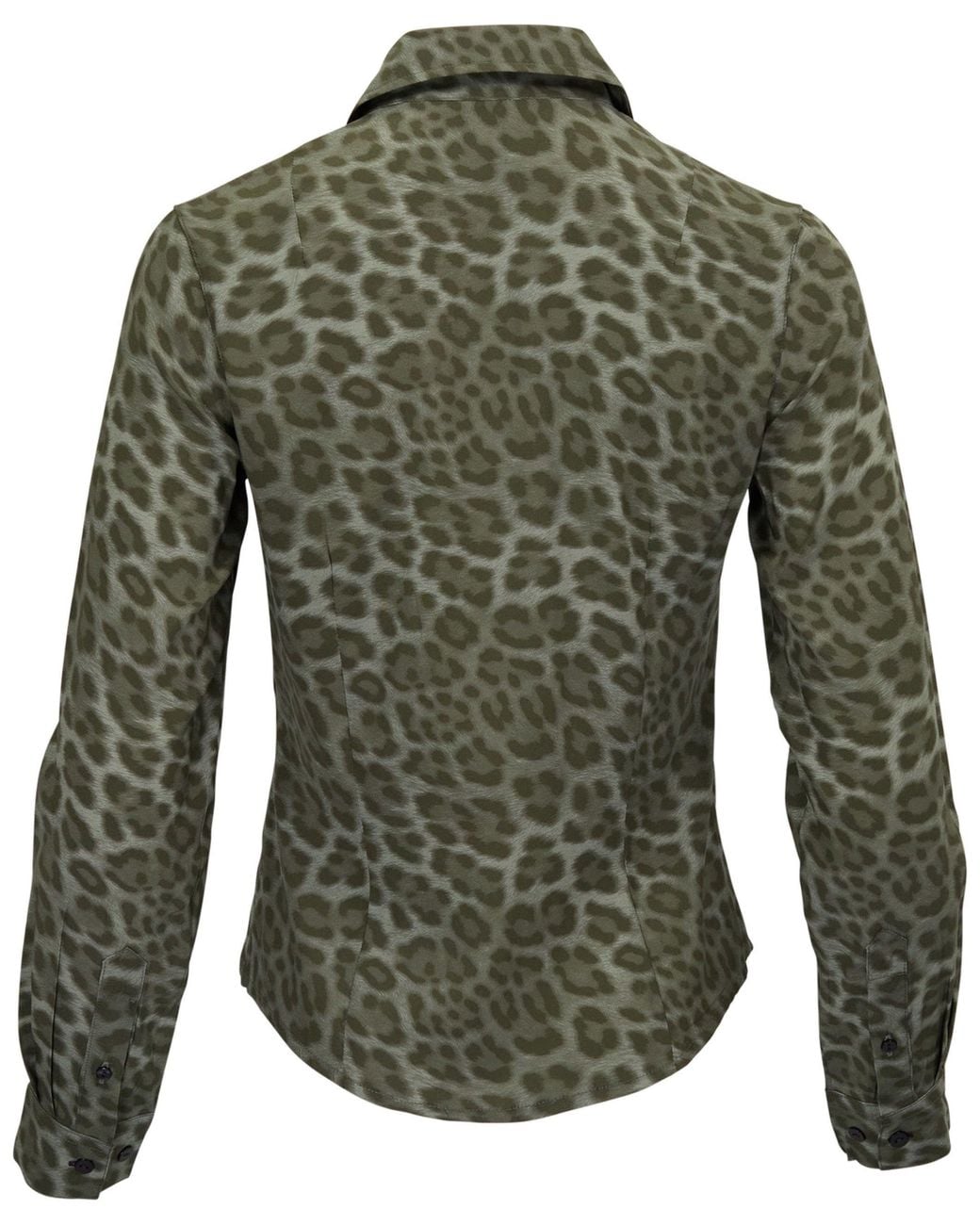 Lords of Harlech Green Sutton Leopard Sage Stretch Silk Long-Sleeve Shirt