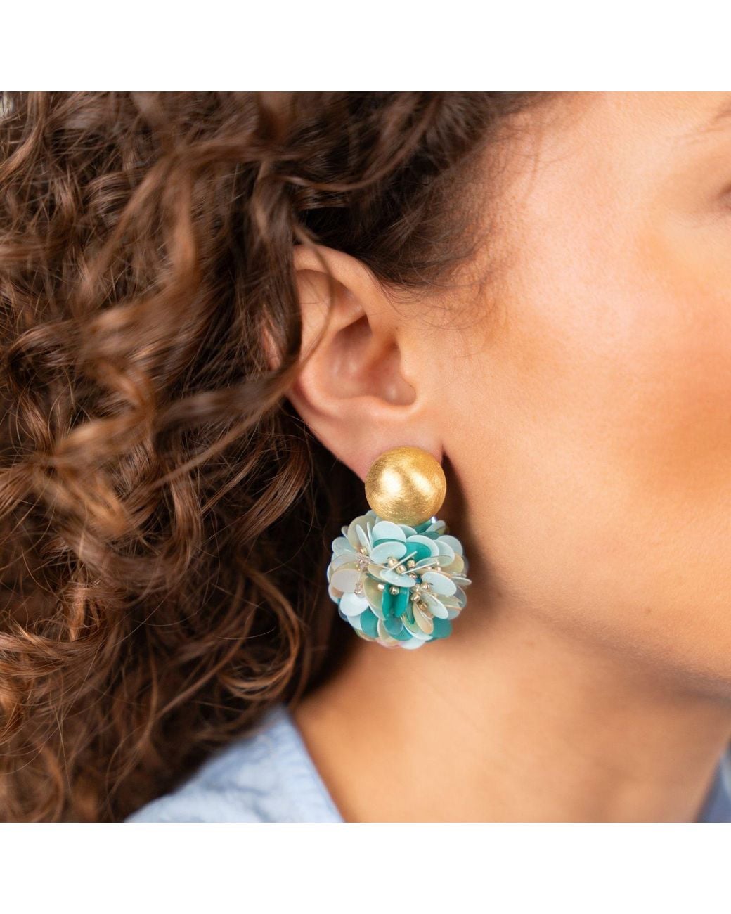 LOTT.gioielli Green Sequin Globe Earrings L