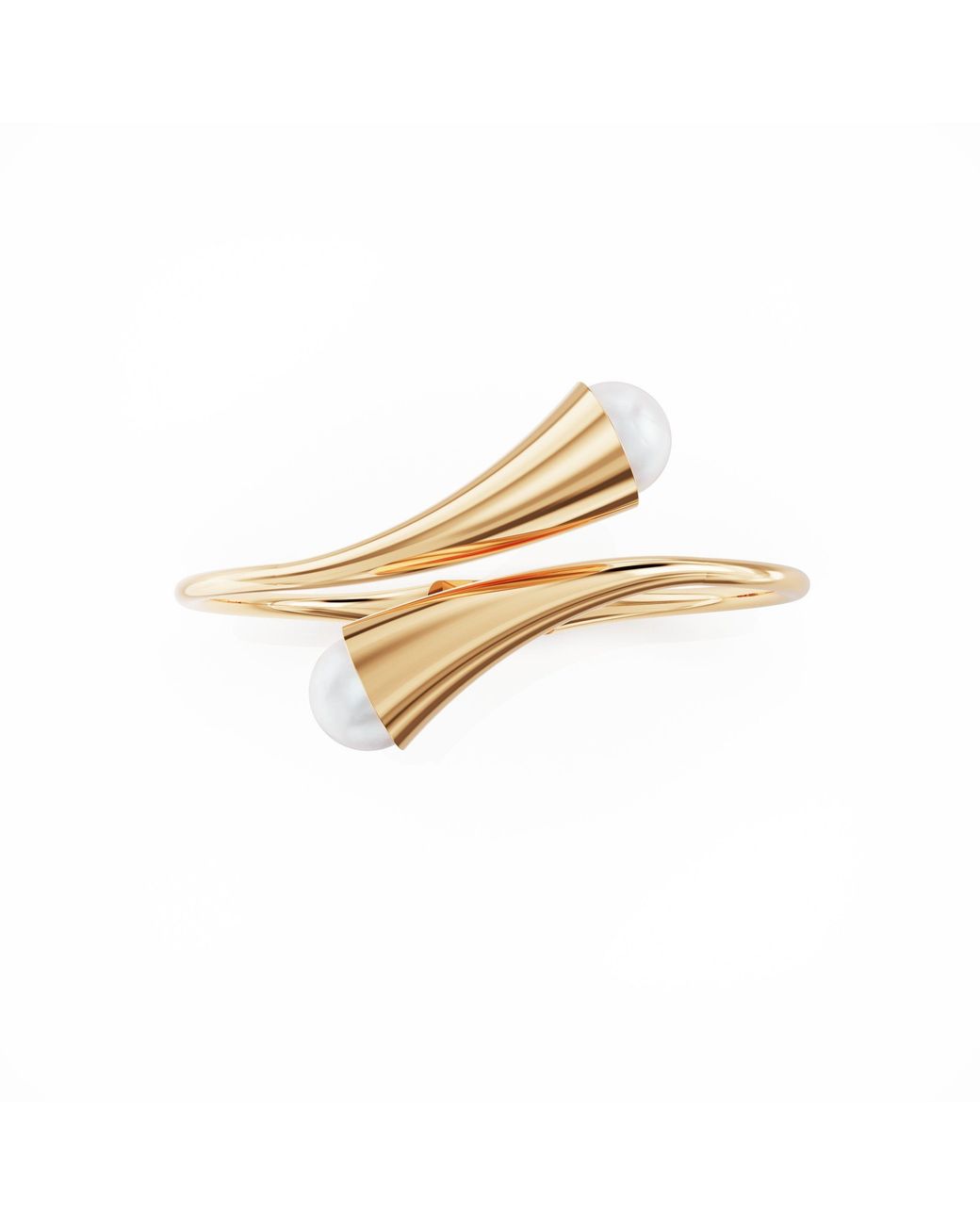 Linda Fiore Metallic Bella Vermeil Bangle With Freshwater Pearls