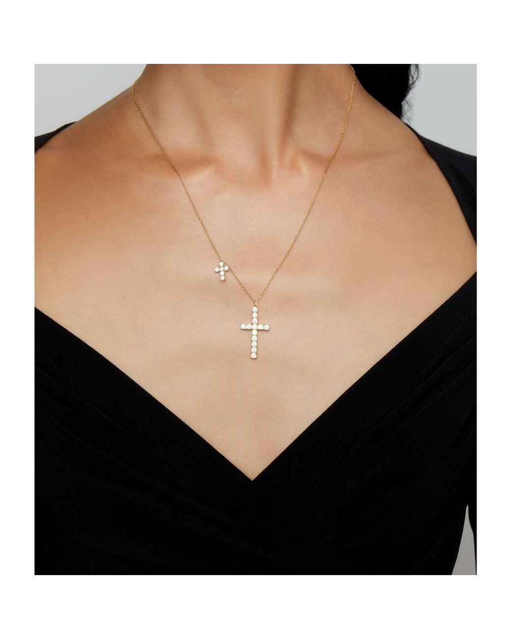 Argento Vivo Metallic The Cz Double Cross Pendant