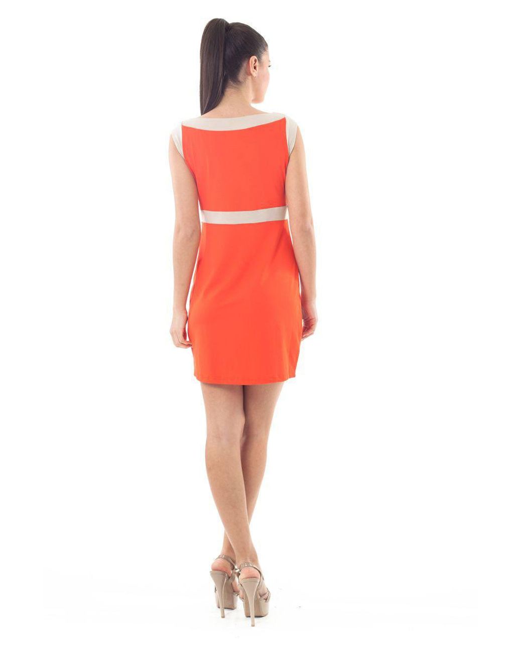 Conquista Orange Panel Detail Mini Dress