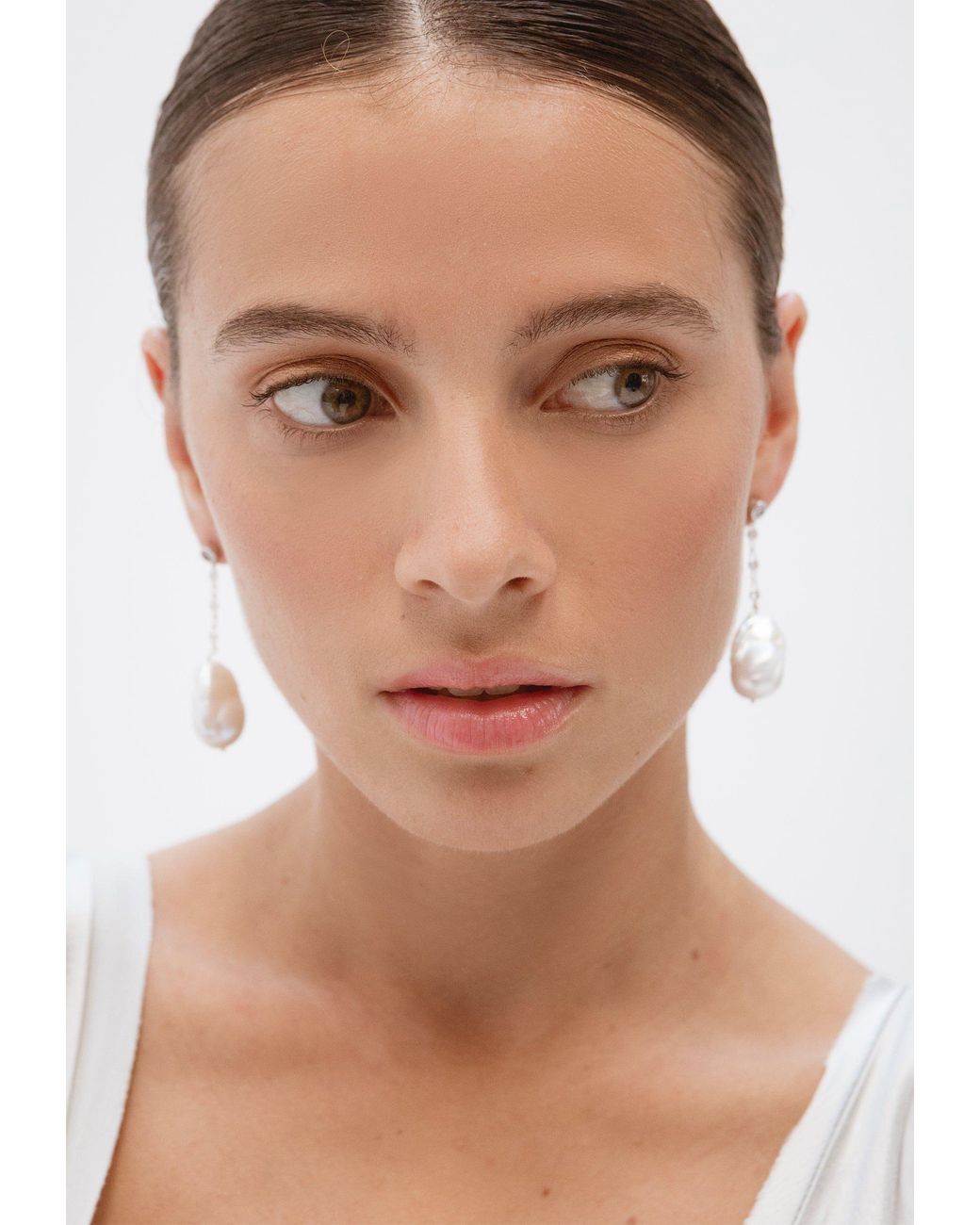 Lavani Jewels White Celine Baroque Pearl Earrings