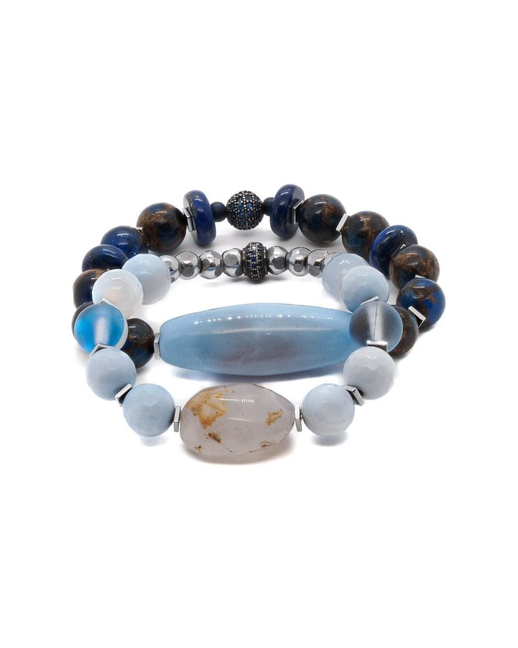 Ebru Jewelry Blue Ocean Inner Peace Bracelet Set