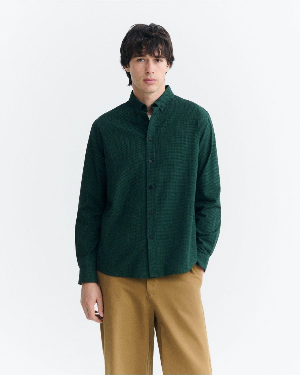 Thinking Mu Green Ant Dark Checkered Shirt for men