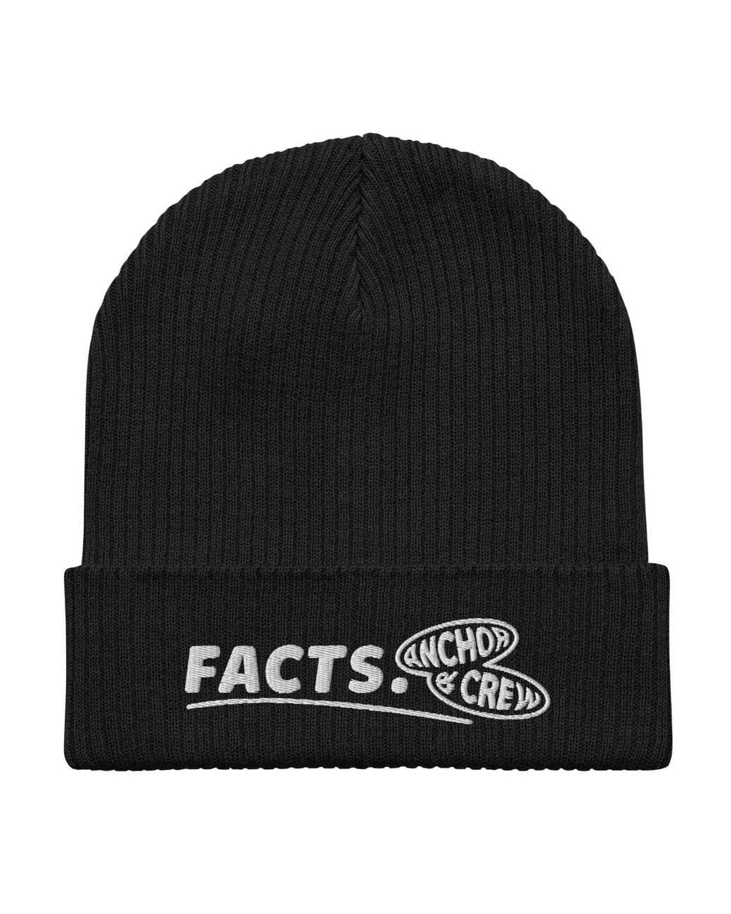 Anchor and Crew Black Facts Gen. Organic Cotton Embroidered Beanie