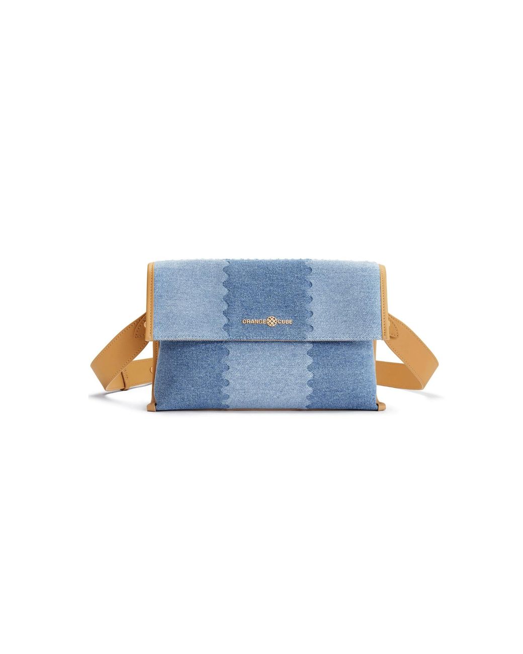 Orange Cube Blue Square Stitch Messenger Bag