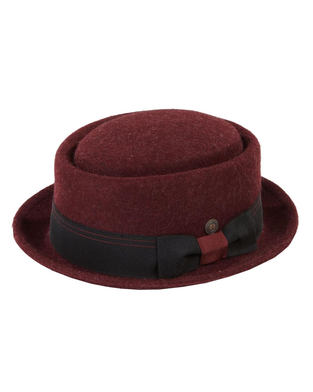Dasmarca Hats Red Quintin Merlot Felt Oval Crown Porkpie Hat for men