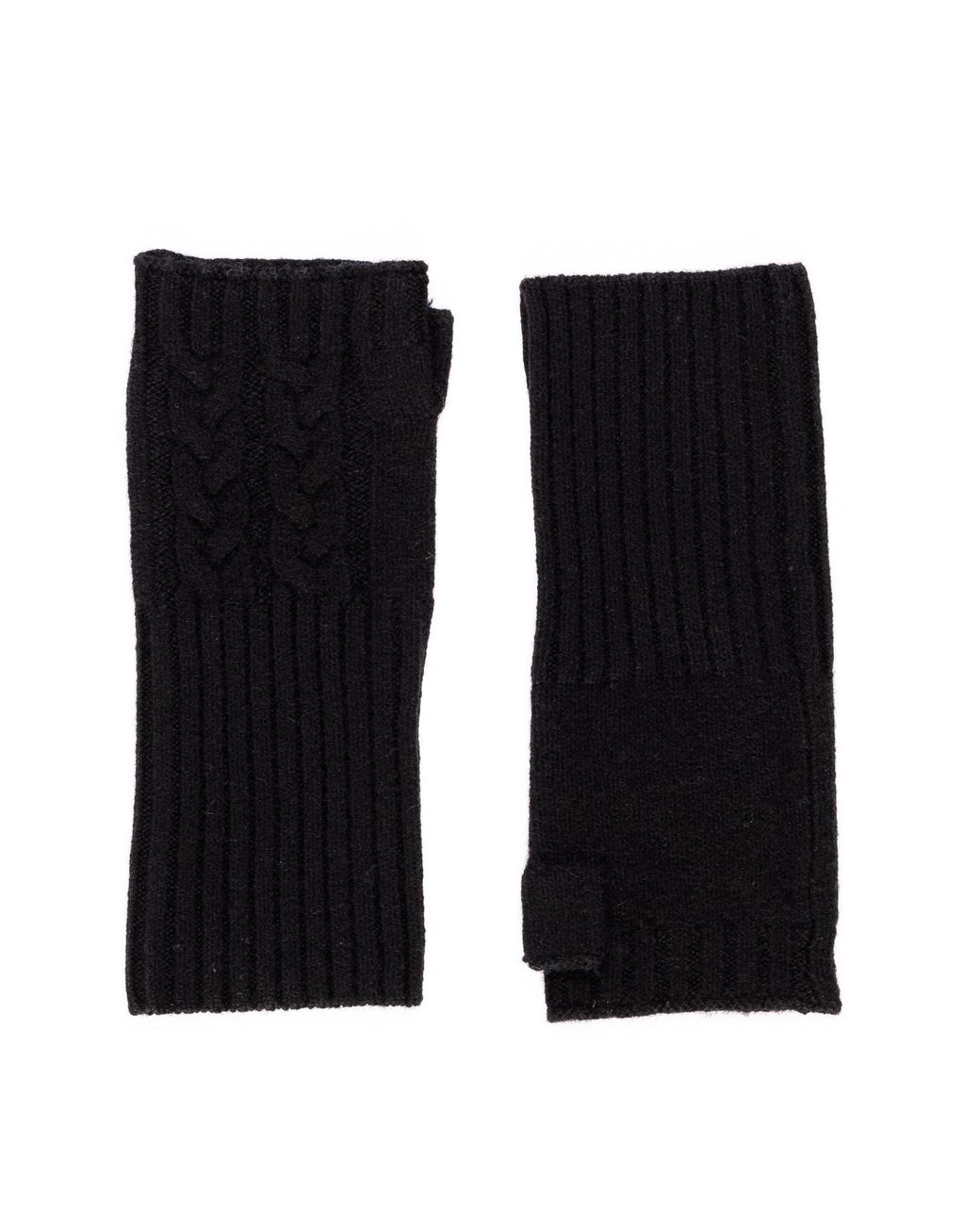Bel Cashmere Black Cable Mittens