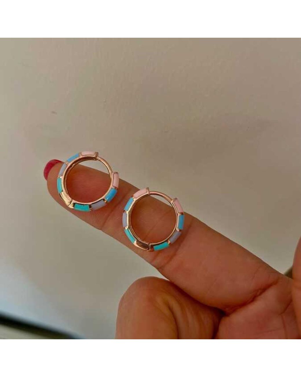 Spero London Black Enamel Sterling Hoop Earring