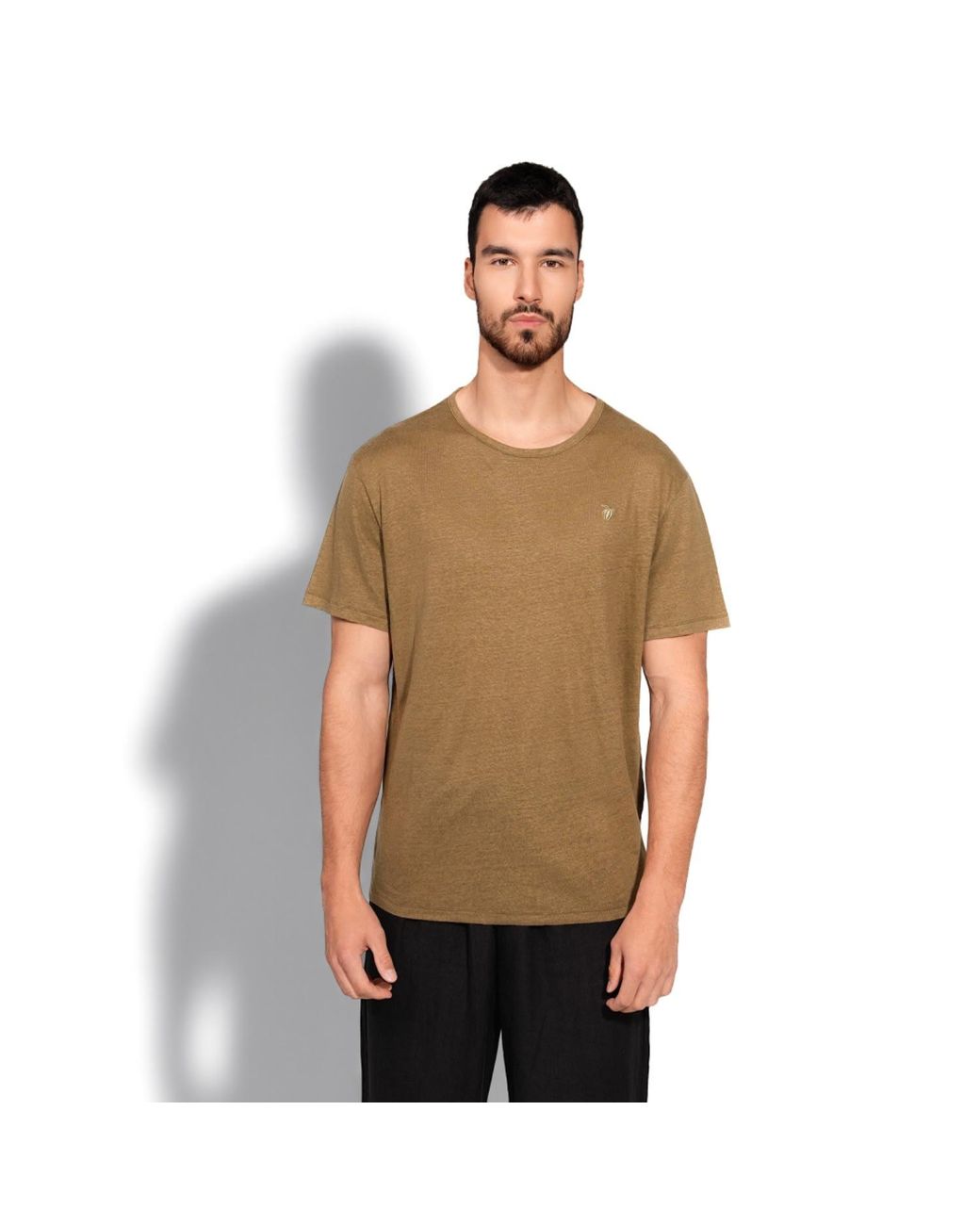 Maison Tangerine Green Neutrals Linen T-Shirt For for men