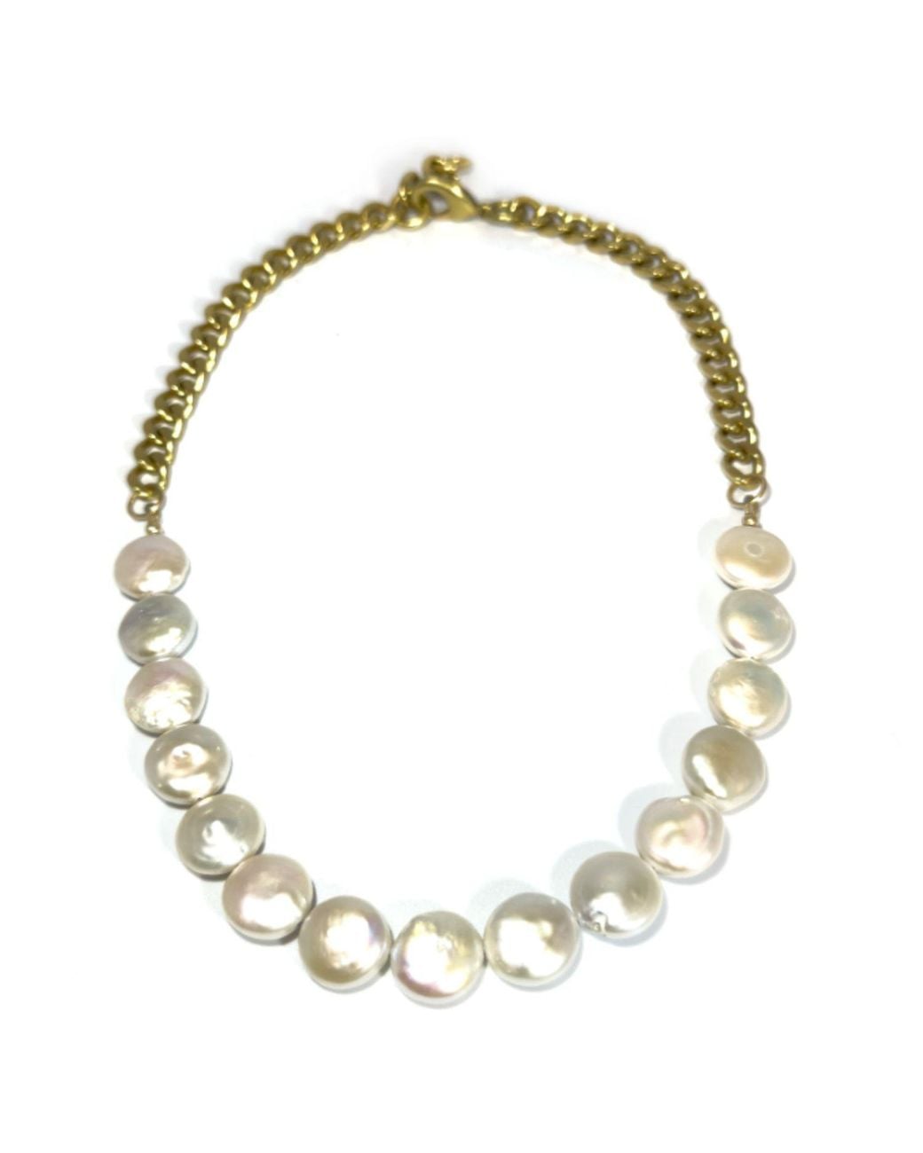 Rachel Nathan Metallic Neutrals Pearl Coin & Curb Necklace