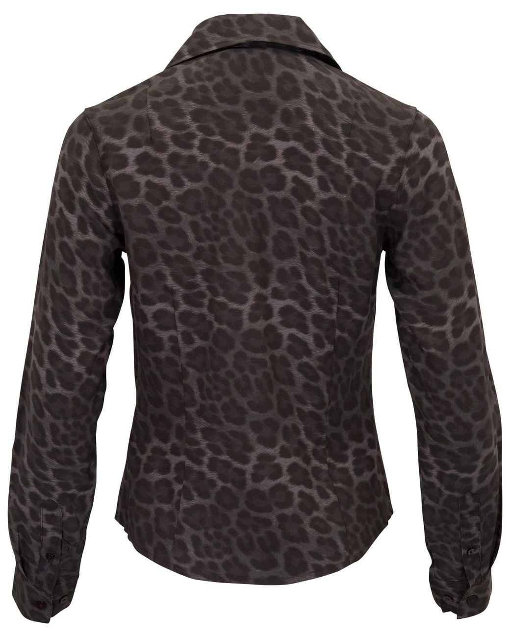 Lords of Harlech Black Sutton Leopard Brownie Stretch Silk Long-Sleeve Shirt