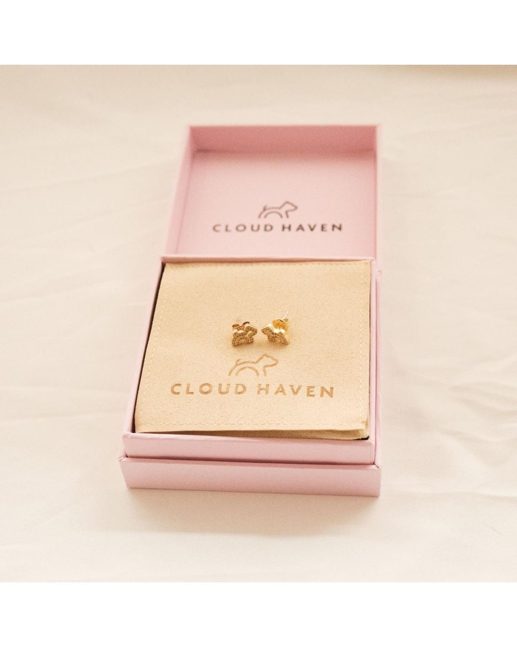 Cloud Haven Brown Logo Stud Earrings