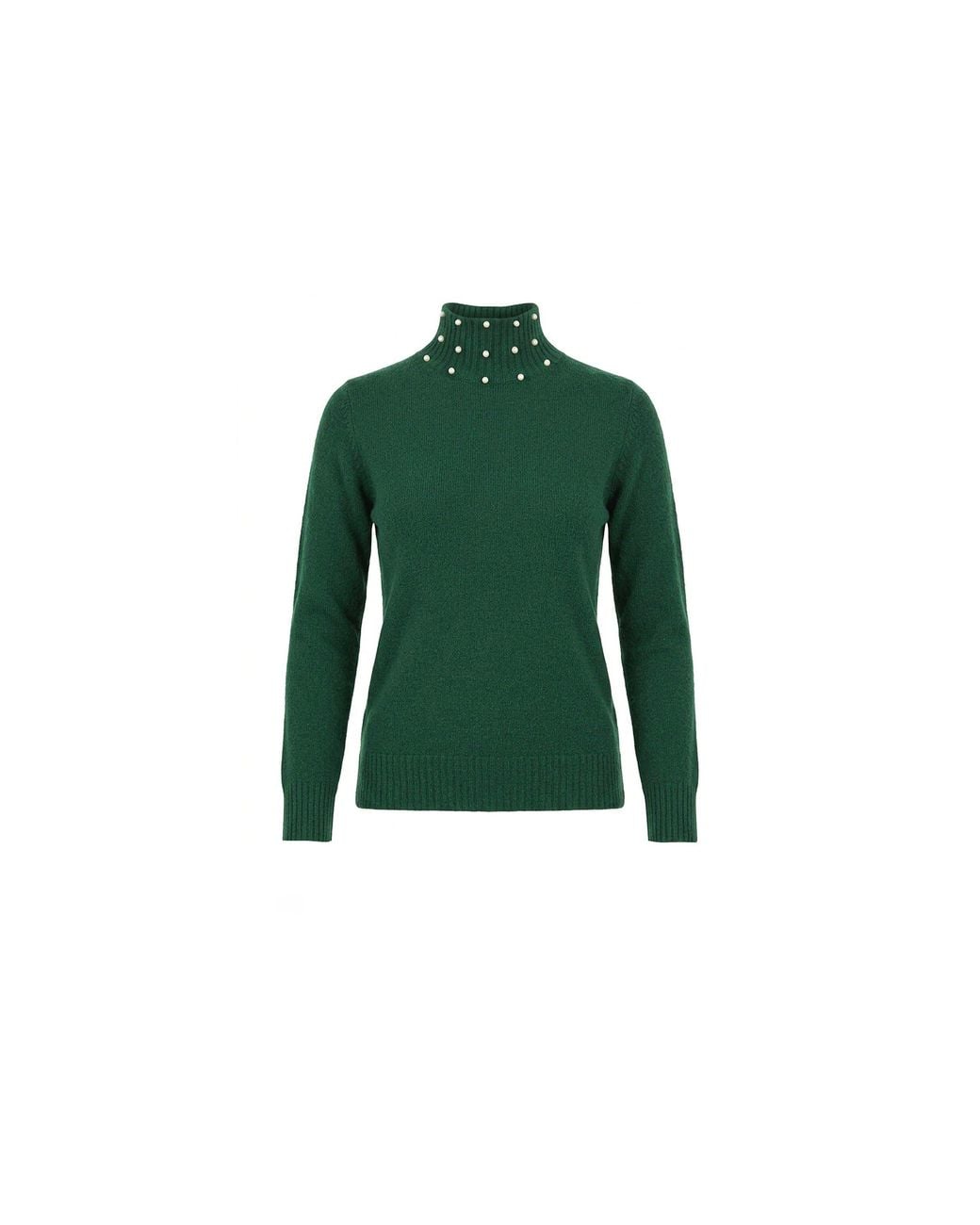James Lakeland Green Pearl Neck Jumper