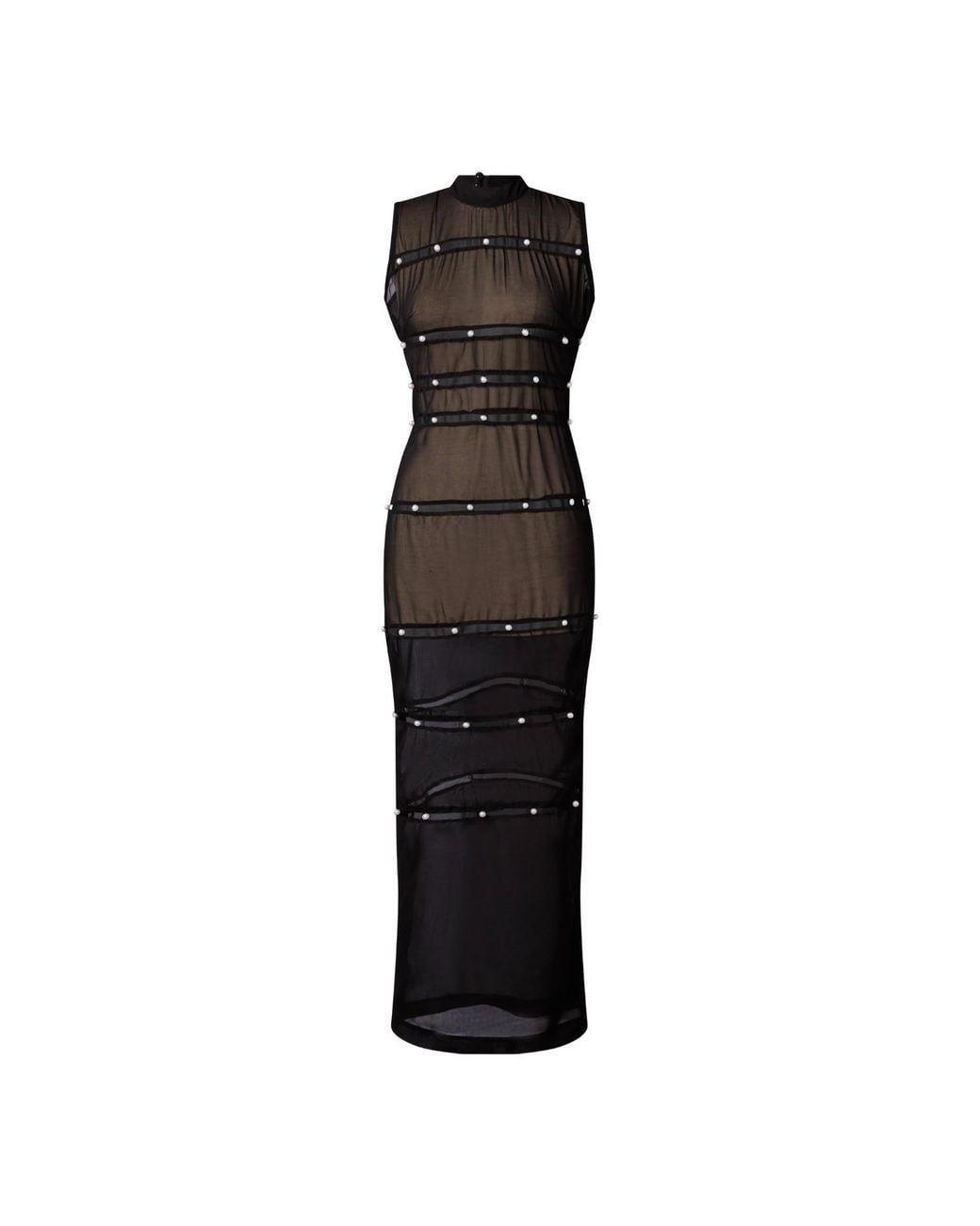 Chuks Collins Black Ife Sleeveless Sheer Dress