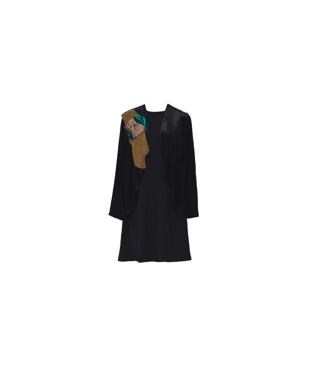 Saniya Khan Black Silk Panne Velvet Jacket With Applique