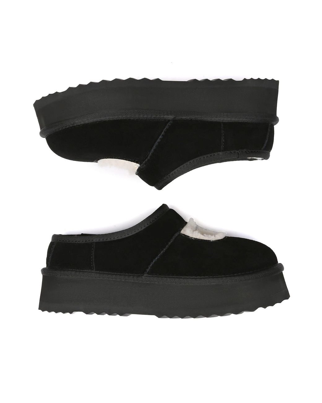 EverAu Australia Black Plumed Ankle Platform Slippers
