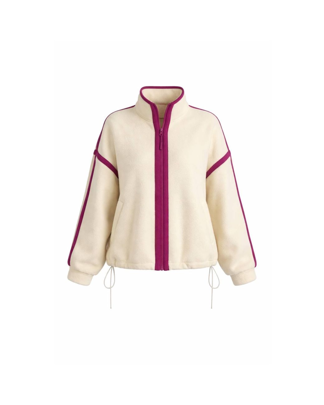 Girl In Mind Pink Lulu Contrast Binding Full Zip Fleece Butter