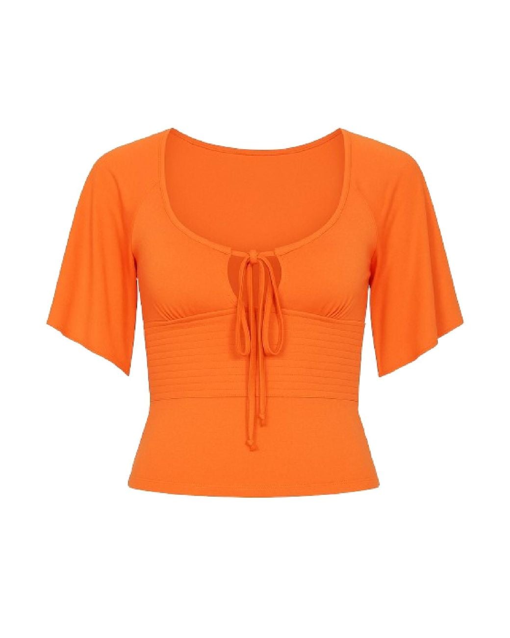 Conquista Orange Tie-Front Top – Chic Femininity With A Modern Flair