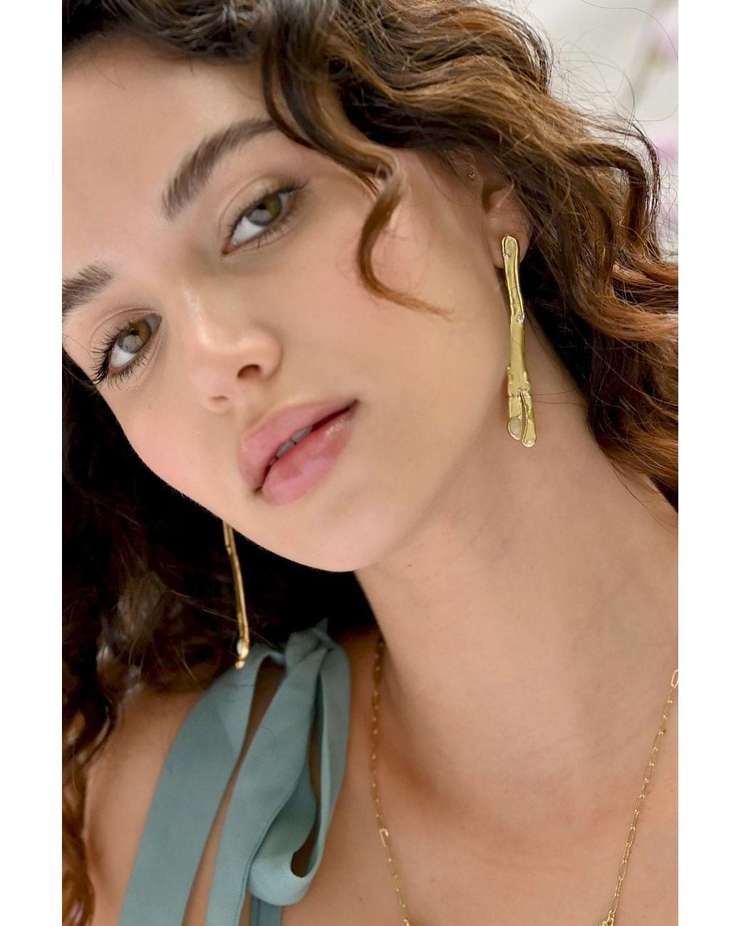 Rare Matters Jewelry Metallic Natural Asymmetry Moonstone Linear Earrings