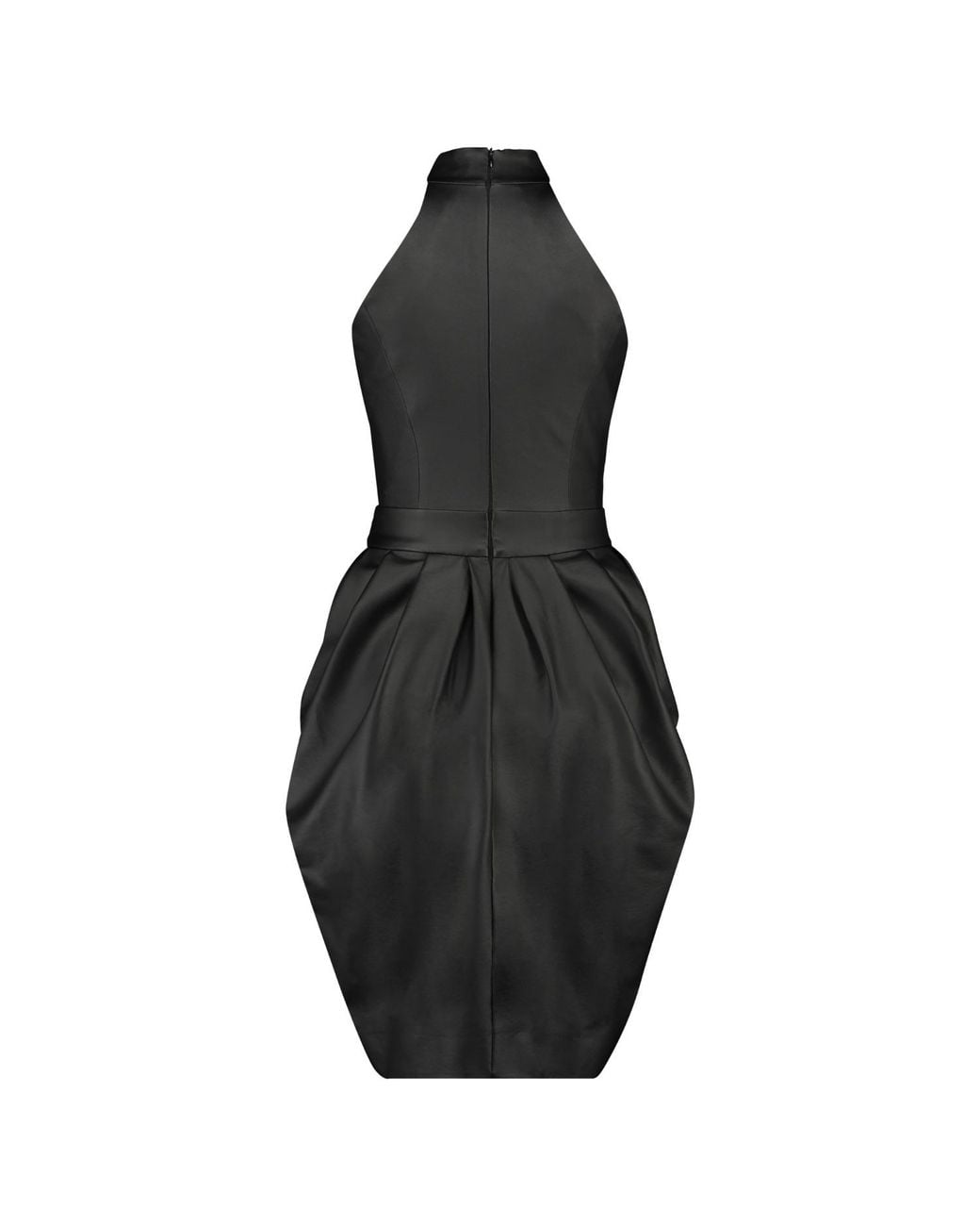 Monique Singh Black Faux Leather Midi Cocktail Dress