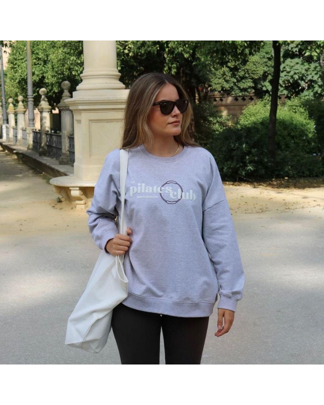 Mimhi Maison Gray Pilates Club Oversized Sweatshirt – Melange Crewneck