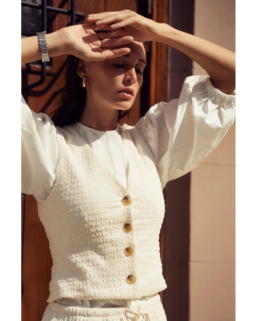 Profile Nyc Natural Crinkle Cream Vest