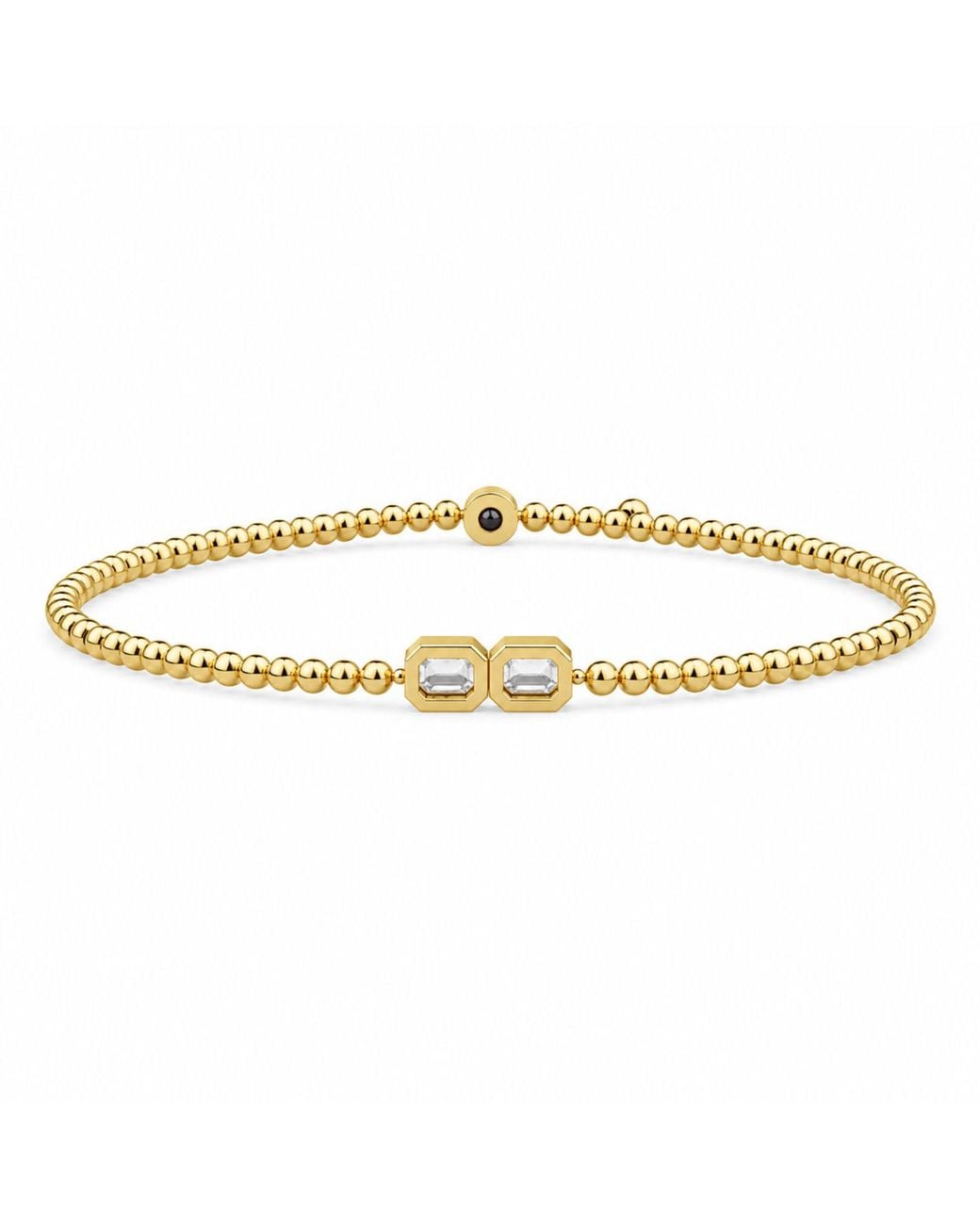 Artisan Metallic 14K Horizontal Emerald Cut Diamond Beaded Bracelet