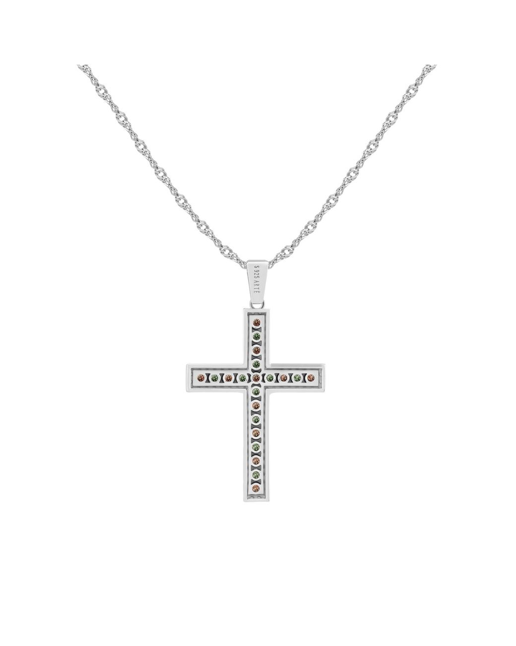 Arte Madrid Metallic Cruz Timeless Mosaic Cross Pendant Necklace