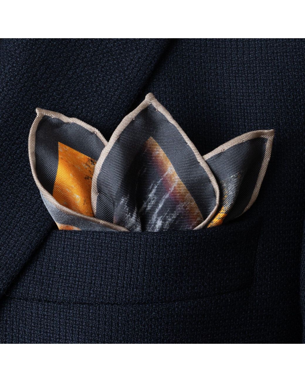 Otway & Orford Multicolor 'Muscle Car' Silk Pocket Square for men