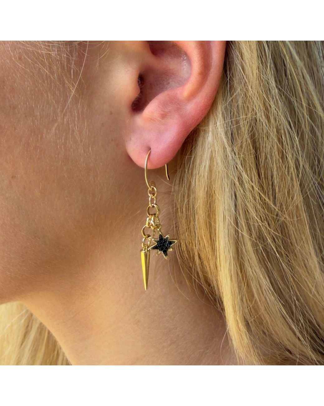 Rachel Nathan White Round Hook Pavé North Star