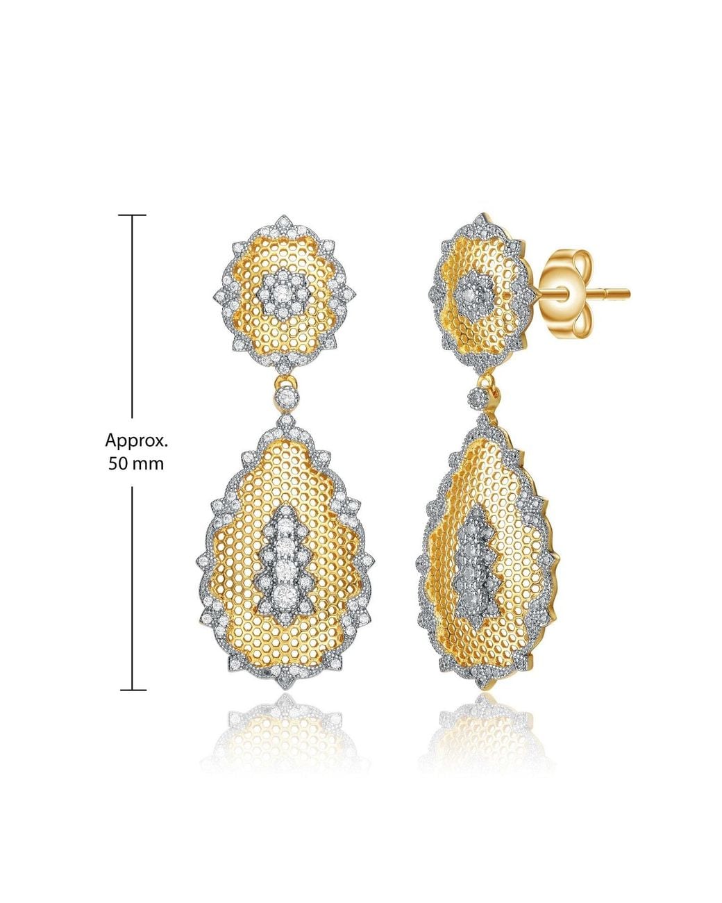 Genevive Jewelry Metallic Rachel Glauber Rhodium Plated & Plated With Cubic Zirconia Drop Earrings