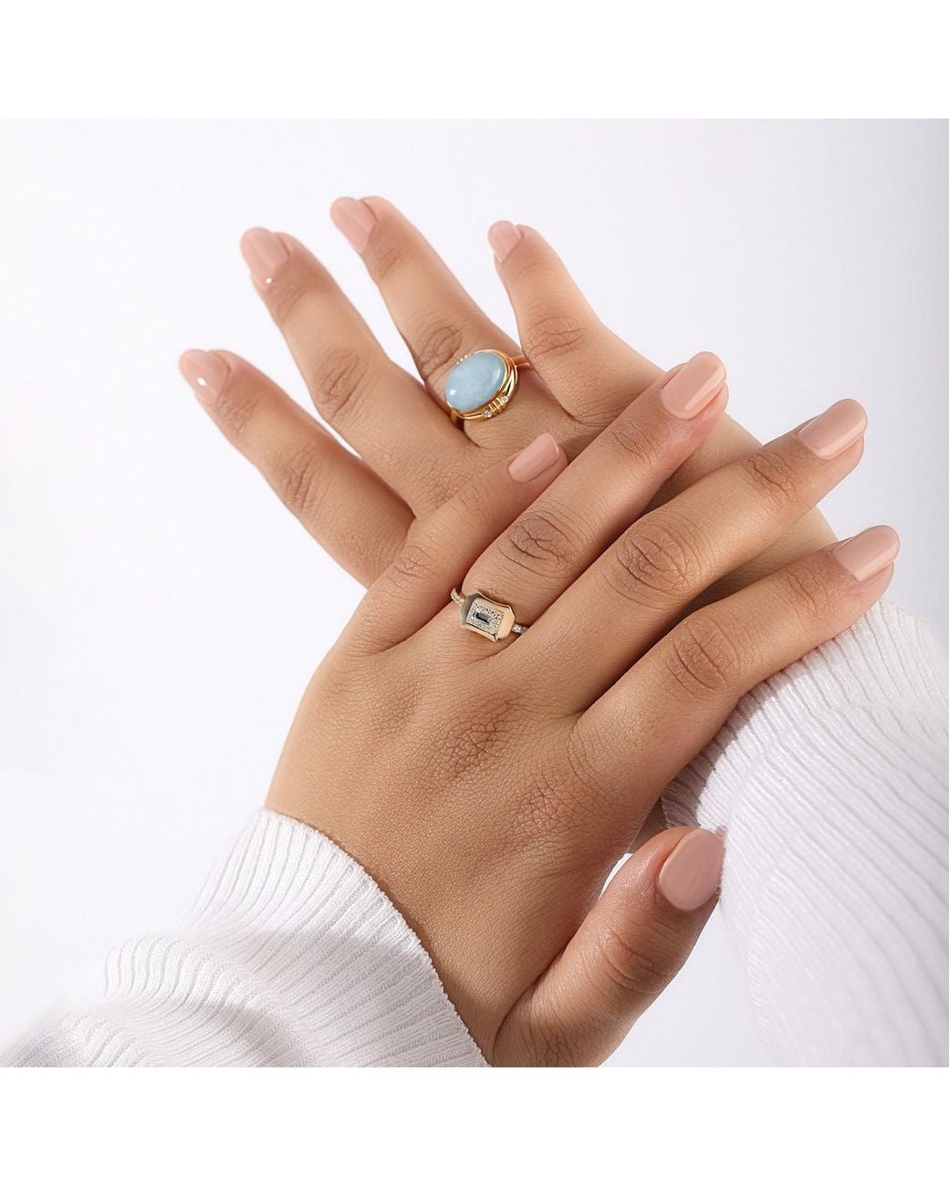 The Jewelz White Aqua Innes Signet Ring
