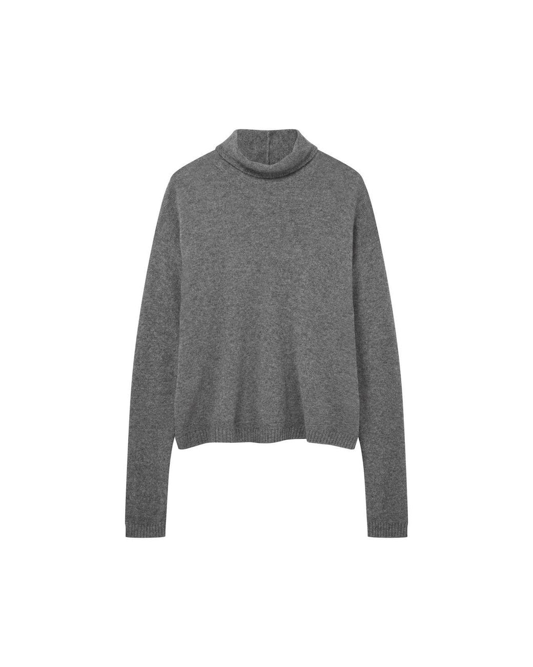 Loop Cashmere Gray Featherweight Roll Neck Sweater