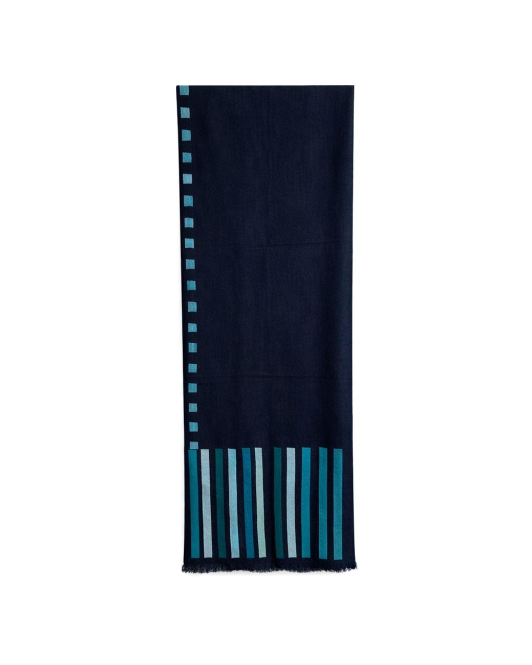 Pink Maharani Blue Cashmere Shawl With & Embroidery And Fringes