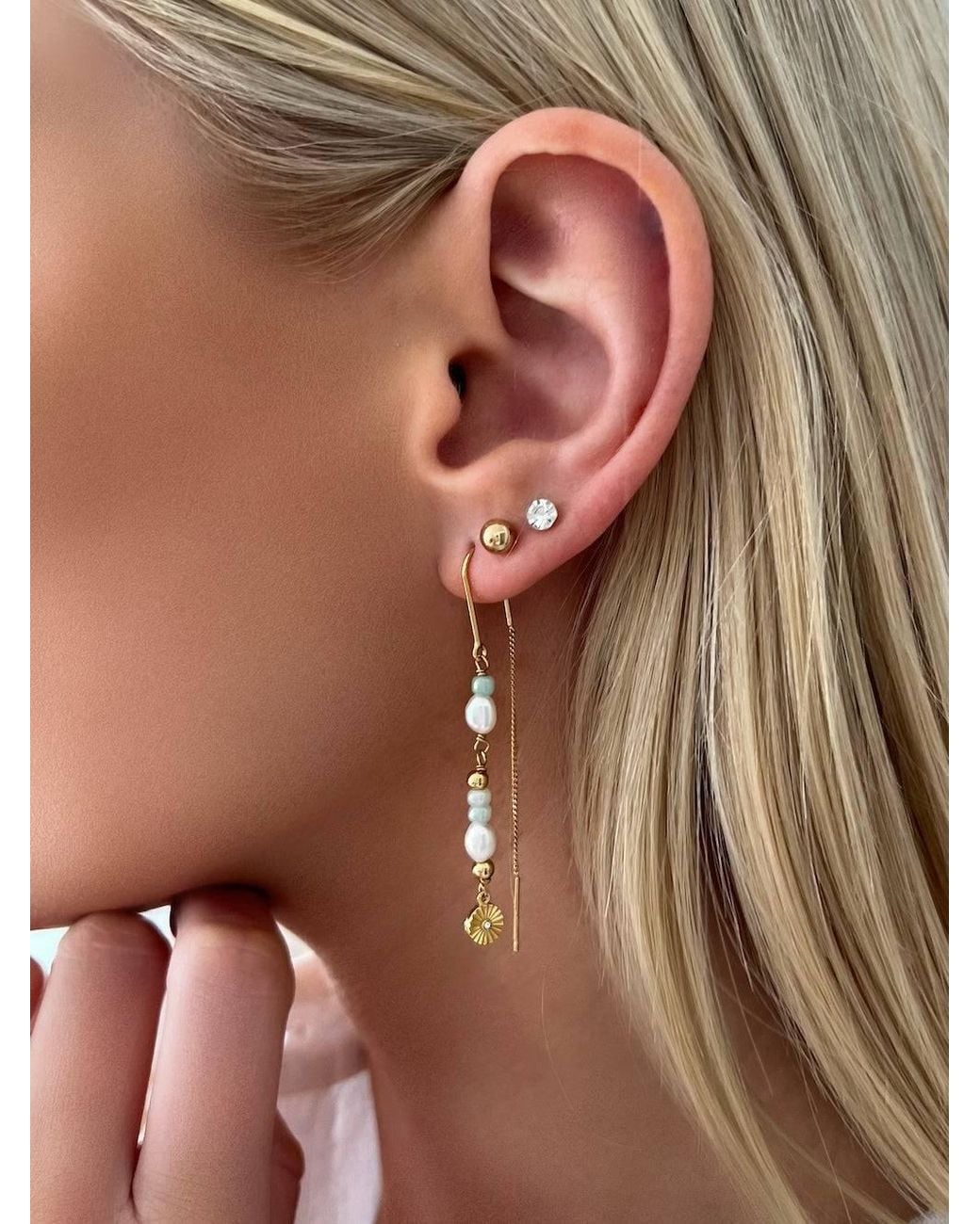 With Love Darling Metallic Innovation Beaded Chain Earring