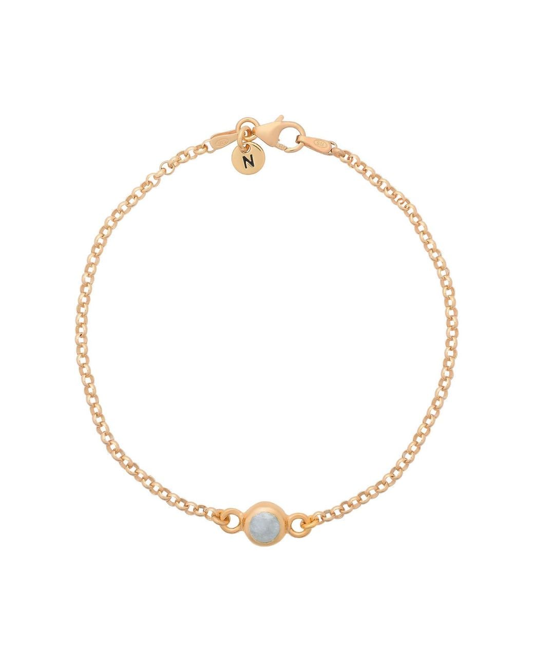 Nellou Jewellery Metallic Aquamarine Birthstone Gem Dot Bracelet Plated Sterling